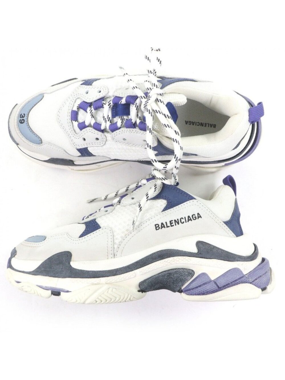 Balenciaga Triple S Mesh Leather Distressed Low Cut Sneakers White - Picture 4 of 12